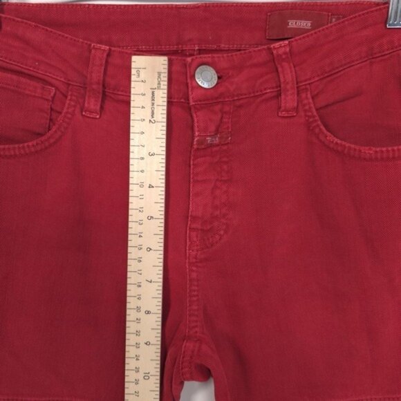 Closed ITALY🇮🇹MADE Holly Moto Jeans Women's 27 Red Ankle Zip Mid Rise - Picture 4 of 14